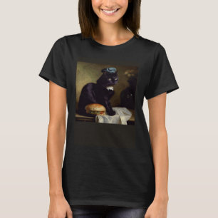 Zwarte Kat Denkende Hamburger T-shirt
