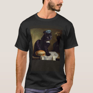 Zwarte Kat Denkende Hamburger T-shirt
