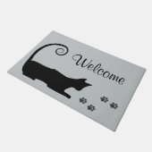 Zwarte kat deurmat (Schuin)