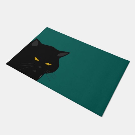 Zwarte kat deurmat (Schuin)