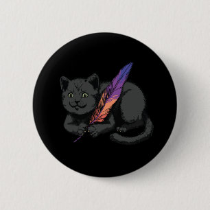 Zwarte Kat Dichter Ronde Button 5,7 Cm
