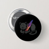 Zwarte Kat Dichter Ronde Button 5,7 Cm (Voorkant /achterkant)
