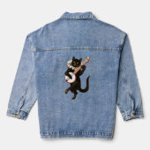 Zwarte kat die banjo speelt denim jacket (Achterkant)