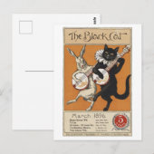Zwarte kat die Banjo speelt, onbekende kunstenaar Briefkaart (Voorkant / Achterkant)