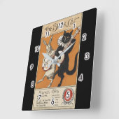 Zwarte kat die Banjo speelt, onbekende kunstenaar Vierkante Klok (Hoek)