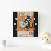 Zwarte kat die Banjo speelt, onbekende kunstenaar Vierkante Klok (Huis)