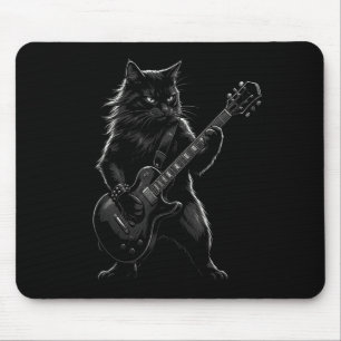 Zwarte kat die elektrische gitaar speelt gotische muismat