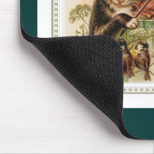 Zwarte kat die het viool speelt voor zongvogels muismat (Hoek)