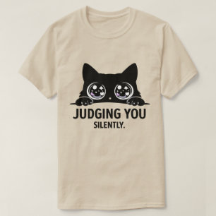 Zwarte Kat Die Je Stilzwijgend Beoordelt Grappig T-shirt