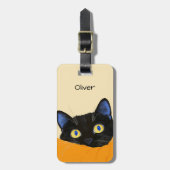 Zwarte Kat die Kijkt Bagagelabel (Voorkant verticaal)