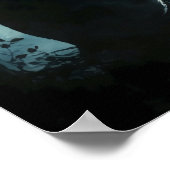 Zwarte kat die naar de maan kijkt poster (Hoek)