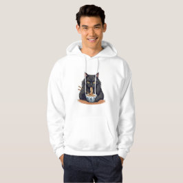 Zwarte Kat Die Noedels Eet – Schattige Grappige Ra Hoodie