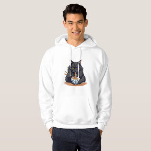 Zwarte Kat Die Noedels Eet – Schattige Grappige Ra Hoodie