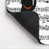 Zwarte kat die op muziek klimt muismat (Hoek)