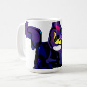 Zwarte kat die pompoen speelt koffiemok (Voorkant links)