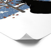 Zwarte kat die sneeuw kijkt poster (Hoek)