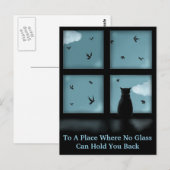 Zwarte Kat die uit Venster Hemel bekijken Briefkaart (Voorkant / Achterkant)