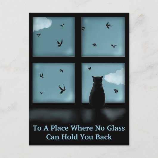 Zwarte Kat die uit Venster Hemel bekijken Briefkaart (Voorkant)