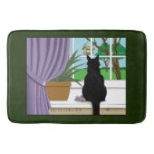 Zwarte kat die uit venster kijkt badmat (Voorkant)