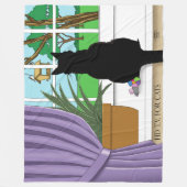 Zwarte kat die uit venster kijkt fleece deken (Voorkant)