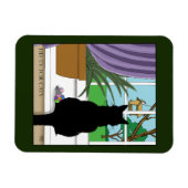 Zwarte kat die uit venster kijkt magneet (Horizontaal)