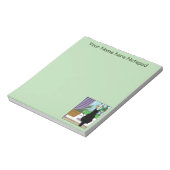 Zwarte kat die uit venster kijkt notitieblok (Linkerzijde)