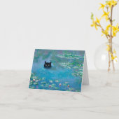 Zwarte kat die zwemt in water Lilies-ontkoppelings Kaart (Gele Bloem)