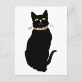 Zwarte kat, dierenillustratie briefkaart (Voorkant)
