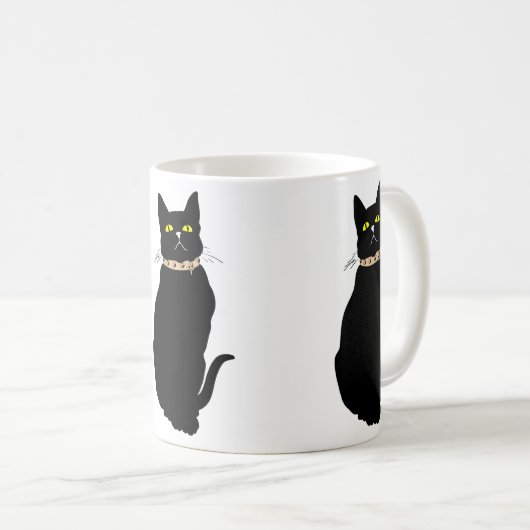 Zwarte kat, dierenillustratie koffiemok (Voorkant rechts)