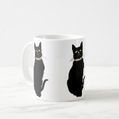 Zwarte kat, dierenillustratie koffiemok (Voorkant links)
