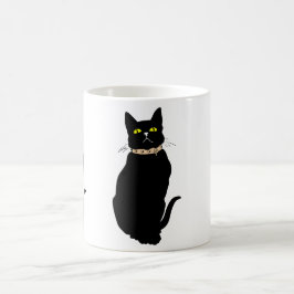 Zwarte kat, dierenillustratie koffiemok
