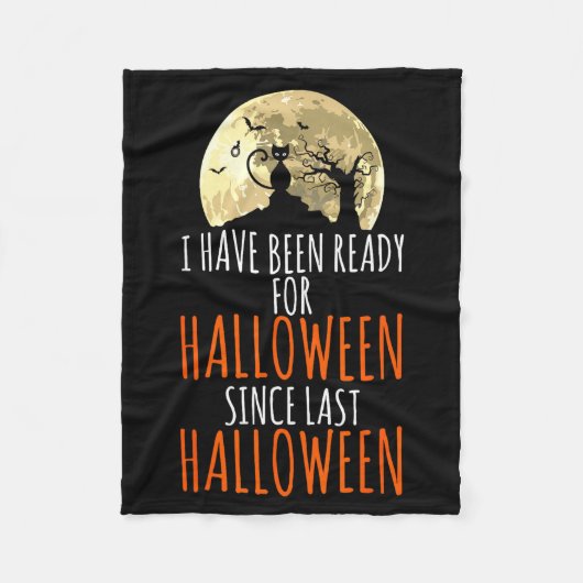 Zwarte kat dode boom klaar voor halloween fleece deken (Voorkant)