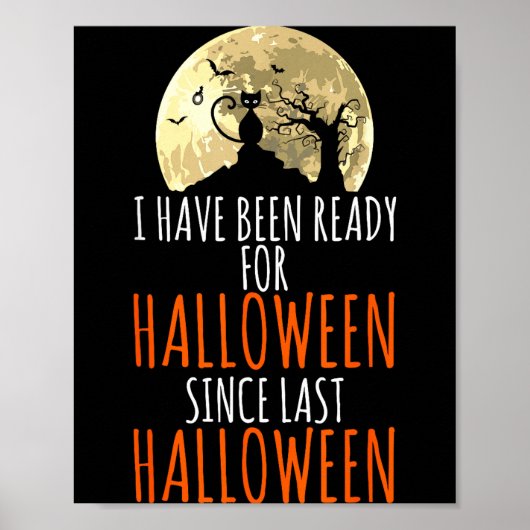 Zwarte kat dode boom klaar voor halloween  poster (Voorkant)