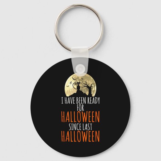 Zwarte kat dode boom klaar voor halloween sleutelhanger (Voorkant)