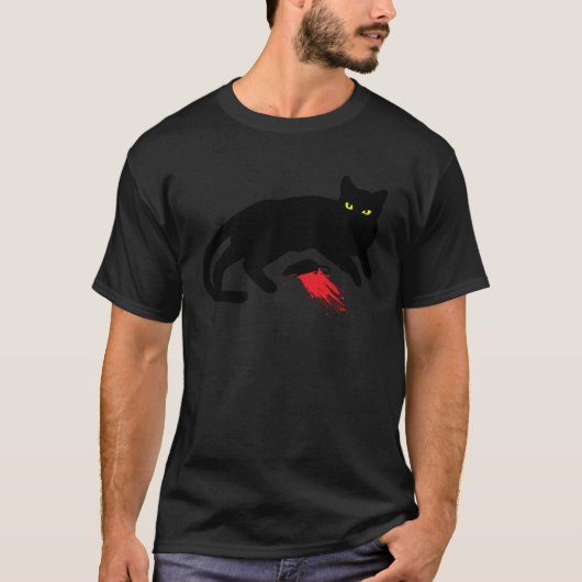 Zwarte Kat Doder Instinct Dode Muis Punk Goth T-shirt (Voorkant)