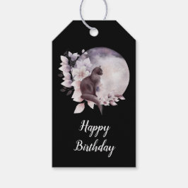 Zwarte Kat door een Magische Volle Mon Birthday Cadeaulabel