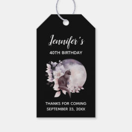 Zwarte Kat door een Magische Volle Mon Birthday Cadeaulabel