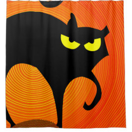 Zwarte kat douchegordijn