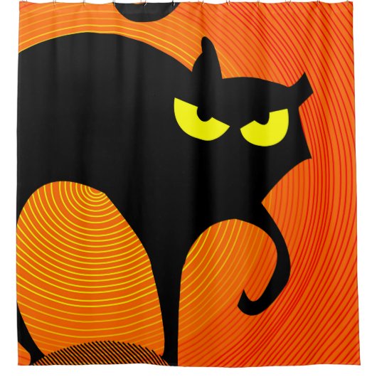 Zwarte kat douchegordijn (Voorkant)