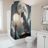 Zwarte kat douchegordijn (In situ)