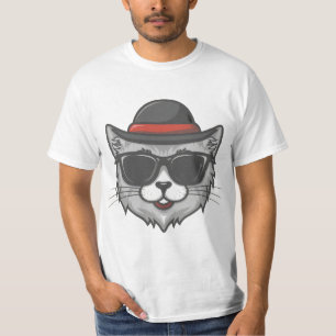 Zwarte kat draagt een zonnebril, grappige kat t-shirt