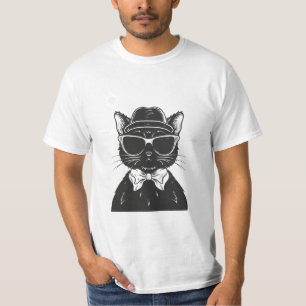 Zwarte kat draagt een zonnebril, grappige kat t-shirt