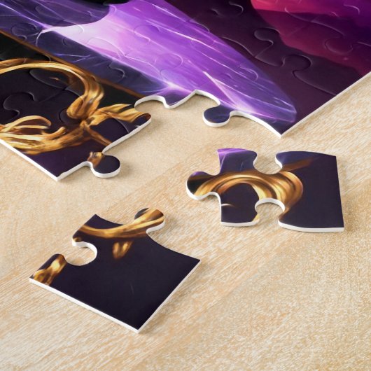 Zwarte kat draagt groene juweel in zonsondergang legpuzzel (Zijkant)