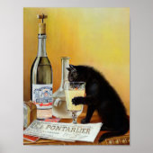 Zwarte kat Drink absint Poster (Voorkant)