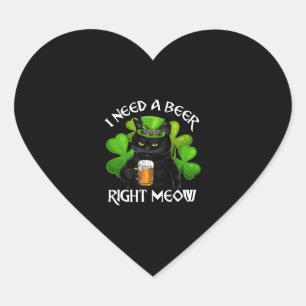 Zwarte kat Drink bier St. Patricks Day for Irish Hart Sticker