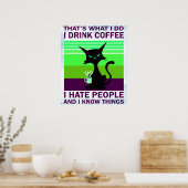 zwarte kat drink poster (Keuken)