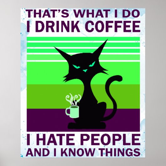 zwarte kat drink poster (Voorkant)
