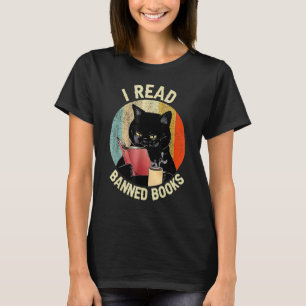 Zwarte Kat Drinkt Koffie Ik Lees Verboden Boeken B T-shirt