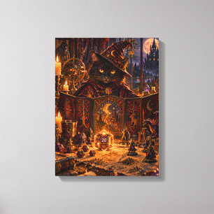 Zwarte Kat Dungeon Master Fantasie Kunst Canvas Afdruk