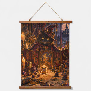 Zwarte Kat Dungeon Master Fantasy Kunst Hangend Wandkleed